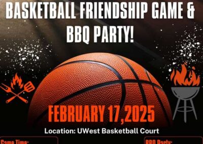 basketball invitation with uwest logo